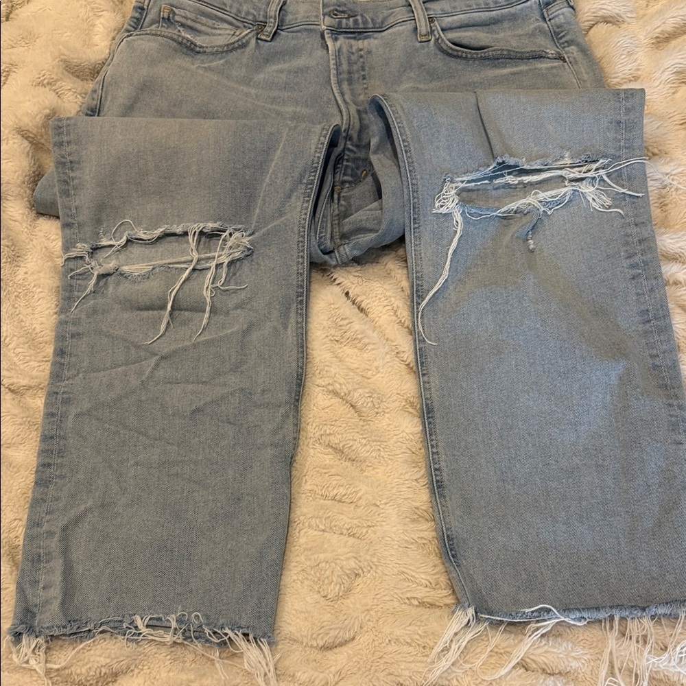 Citizens of Humanity Daphne Crop size 33 Light Blue Distressed Jeans - Picture 5 of 6